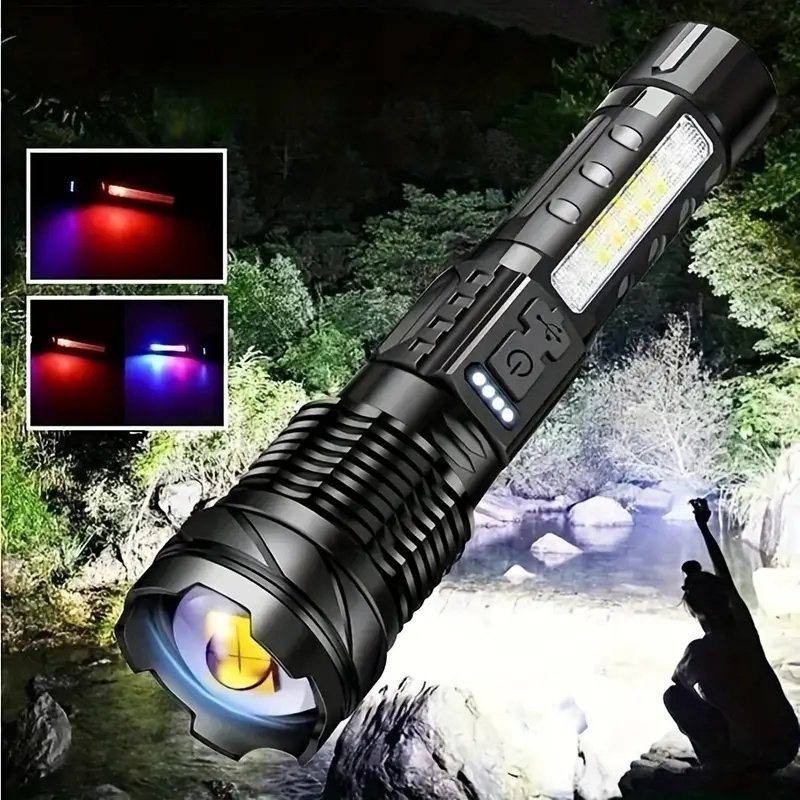 1 pc lumiÃ¨re dinondation de torche Rechargeable Super puissante pour le Camping en plein air, la pÃªche, la chasse, lescalade, durgence dÃ©tails 0