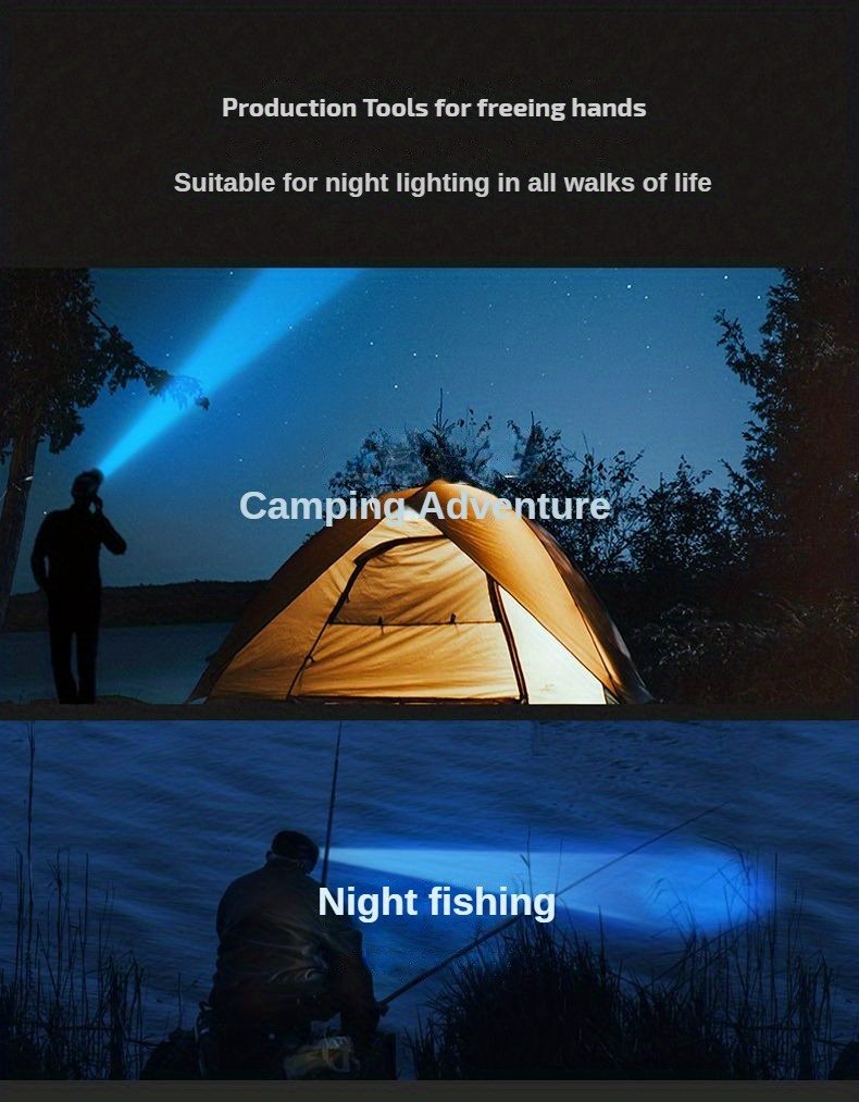 Lampe frontale rechargeable USB, lampe frontale portable 5 LED, lampe torche Ã  batterie intÃ©grÃ©e, lumiÃ¨re de travail, pour la pÃªche, le camping, lampe frontale pour les voyages, le camping, la pÃªche, la chasse dÃ©tails 10