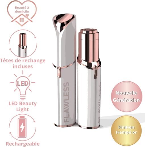 Finishing Touch Flawless Face, New Generation Rechargeable Face Down Eliminator, Soft And Safe, White, 2 Replacement Heads – Image 3